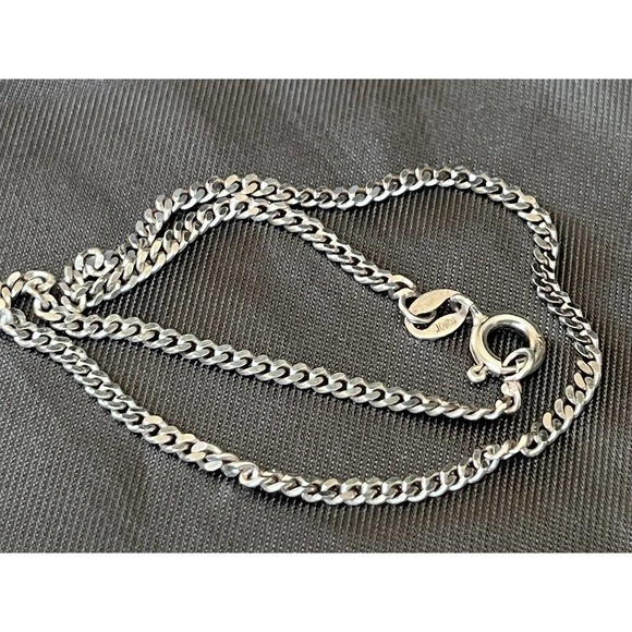 Vintage Sterling Silver Milor Anklet Flat Chain Made in Italy By Milor 9" Long - Picture 3 of 10